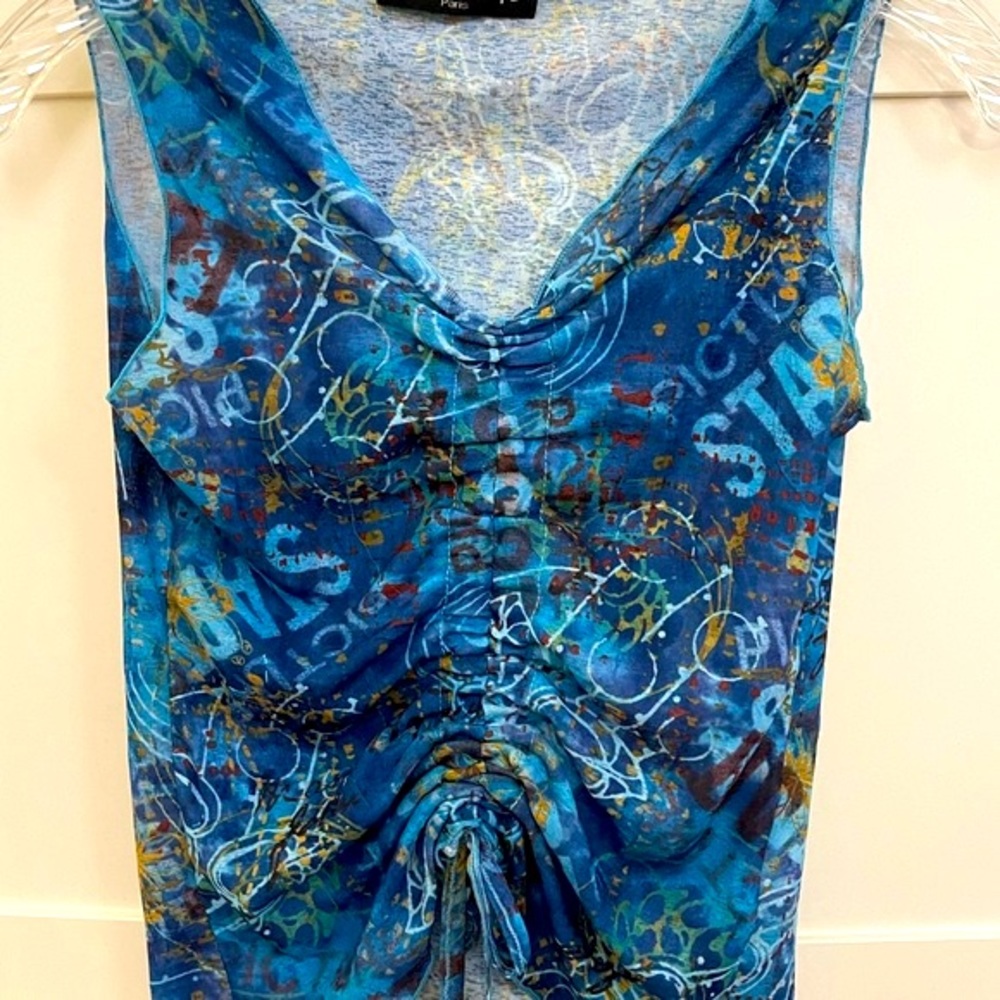 Moderato Paris- super unique blue crop tank top.